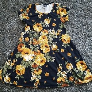 Black and yellow floral dress sz m